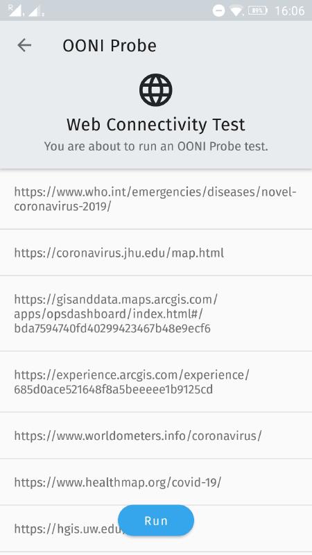 Testing COVID-19 sites with OONI Probe Testing COVID-19 sites with OONI Probe
